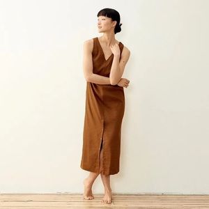 Aday Free Float Linen Dress - pecan Maxi